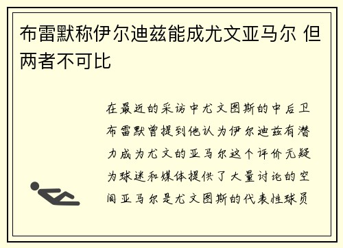 布雷默称伊尔迪兹能成尤文亚马尔 但两者不可比